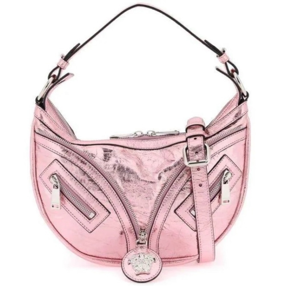 Versace Small Repeat Metallic-Effect Shoulder Bag - Picture 5 of 10